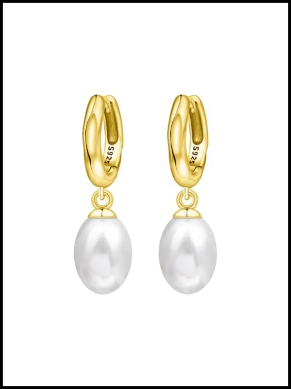 18K Gold Plated Sterling Silver Dangle Earrings Hypoallergenic Cubic Zirconia